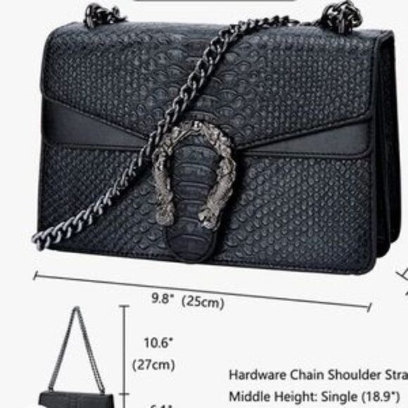 New Crocodile Embossed Chain Strap Fashion Crossbody Bag - Picture 4 of 5